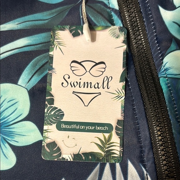 RashGaurd Long Sleeve One Piece Swimsuit Floral Blue Teal - Picture 13 of 16